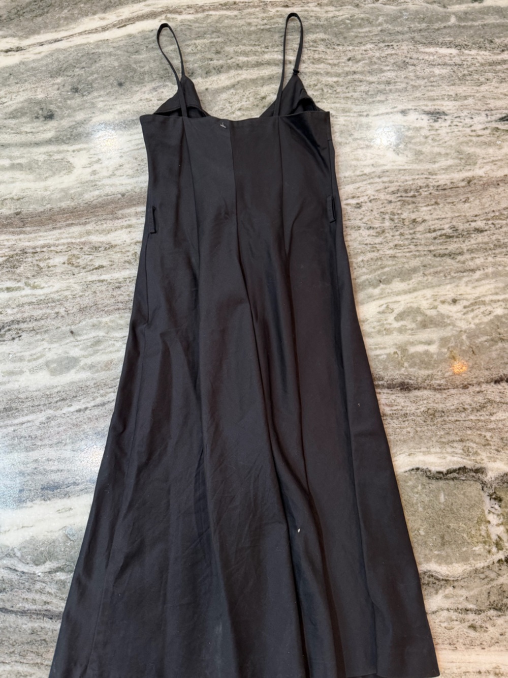 Zara Black Midi Dress Spaghetti Strap Minimal Chic Size Small - Picture 6 of 7